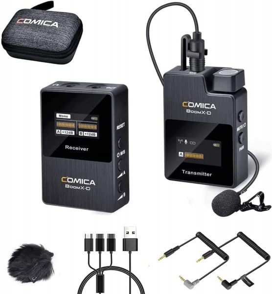comica Drahtloses Mikrofon, BoomX-D1 2.4G, drahtloses Mikrofonsystem mit 1 Sender und 1 Empfänger