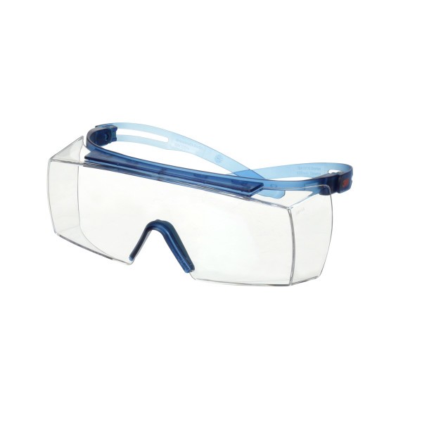 3M SecureFit 3700 Überbrille, blaue Bügel, Scotchgard Anti-Fog-Beschichtung, transparente Scheibe