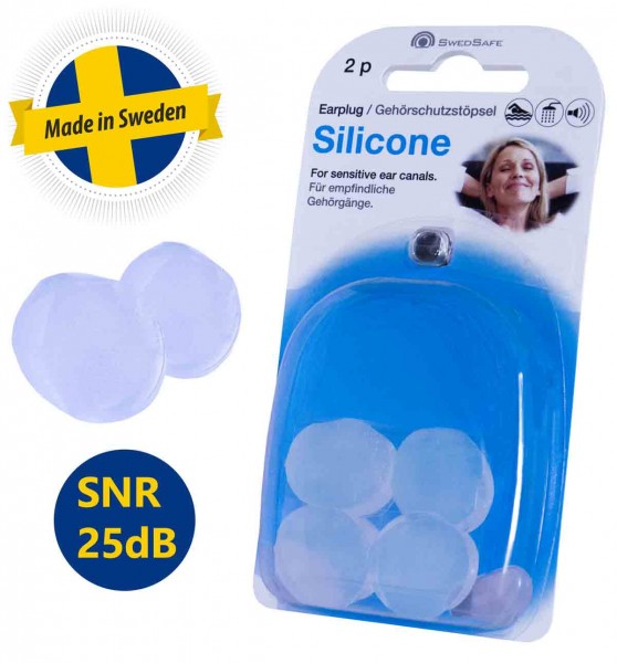 Swedsafe Silicone, Plug MEP1L, Transparent, One size, 2 Paar, SNR 25dB