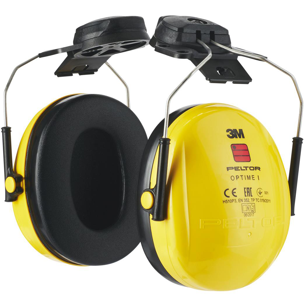 Optime Kapselgehörschutz mit 3M Peltor gelb, für H510P Schlitz, 26 SNR Helm I 30 dB mm