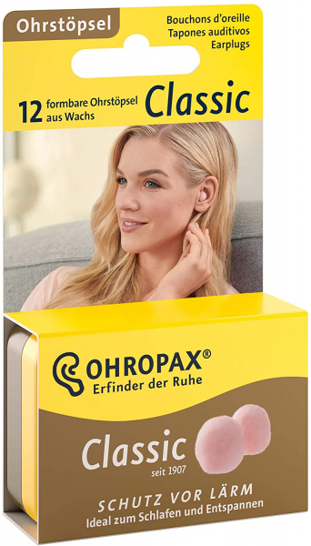 OHROPAX CLASSIC WACHSKUGELN, 12 STÜCK, SNR 22 dB