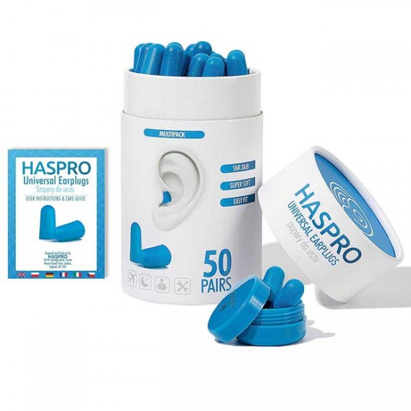 HASPRO Gehörschutzstöpsel TUBE50, Box à 50 Paar, SNR=38dB